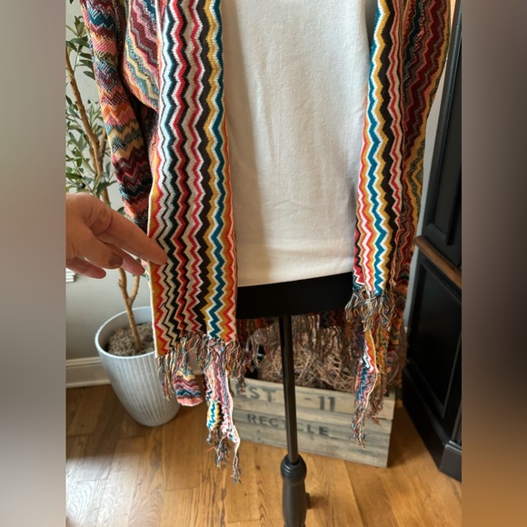 BKE Buckle Cardigan Sweater Womens Stripe Fringe Trim Southwest Boho Sz M - Picture 2 of 6